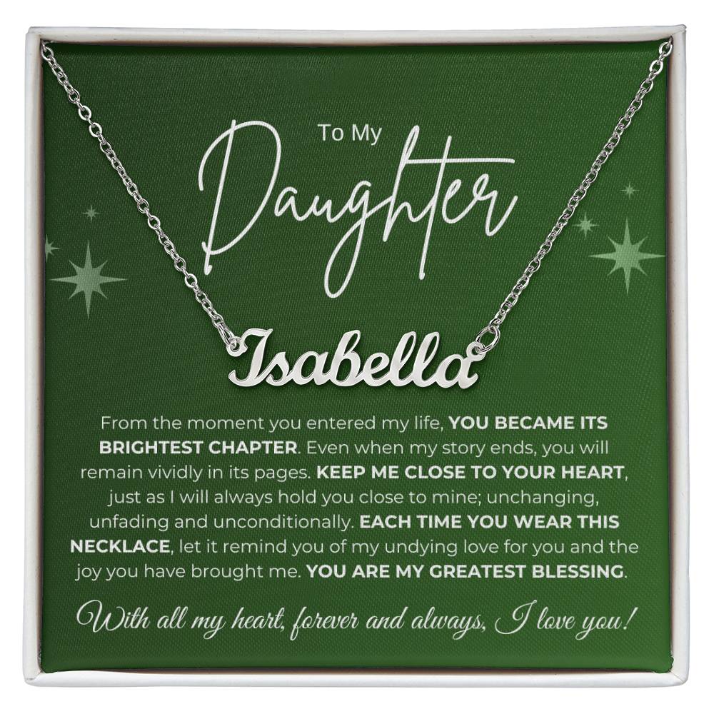To My Daughter Name Necklace (green)
