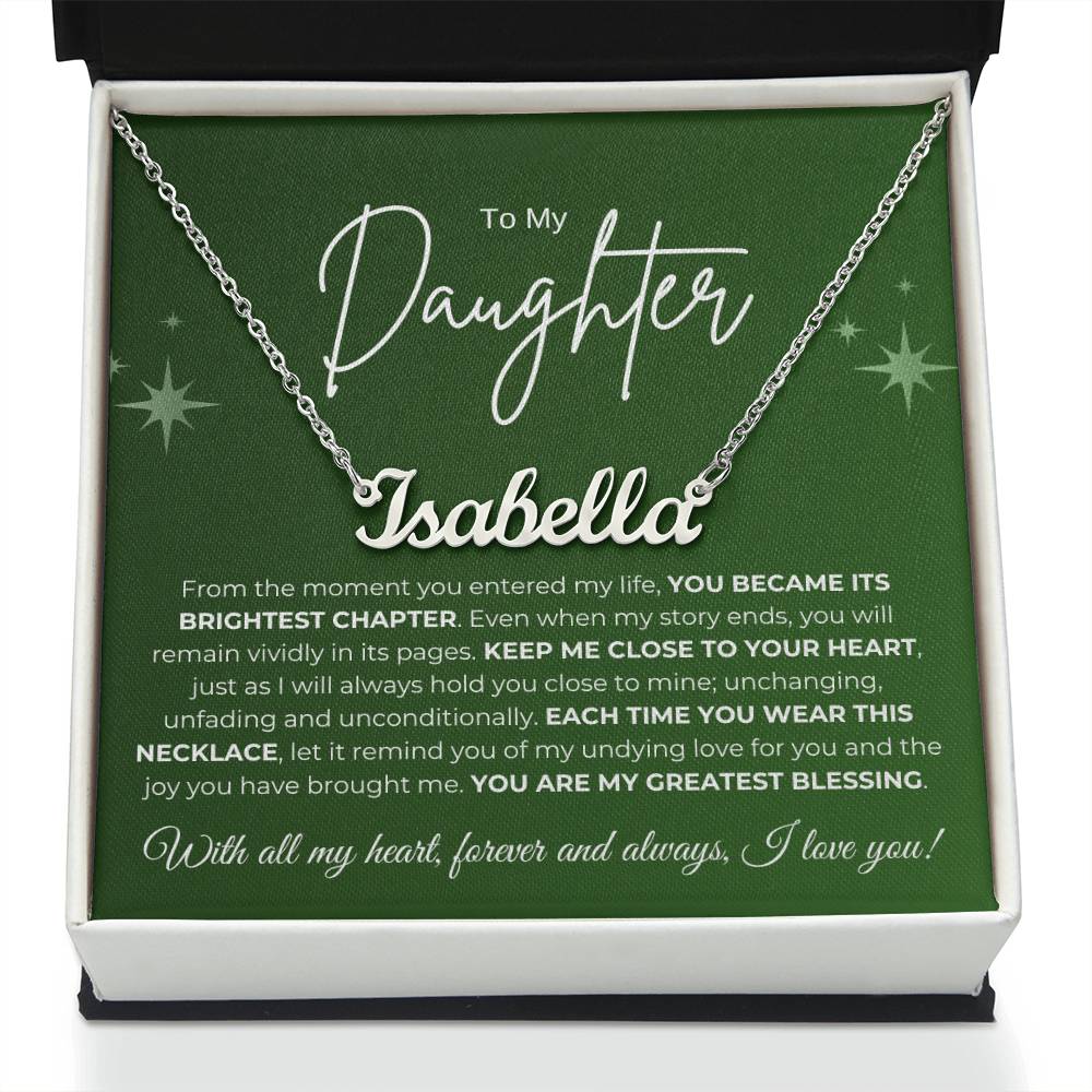To My Daughter Name Necklace (green)