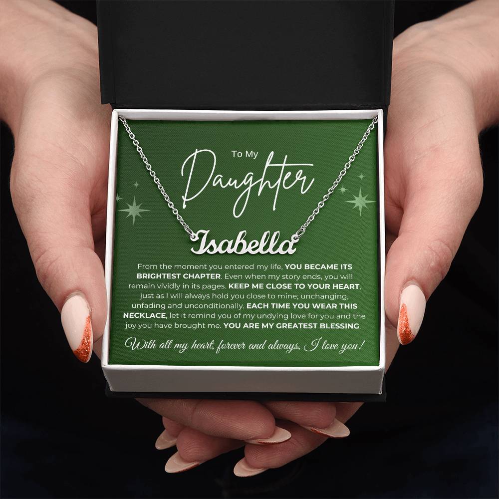 To My Daughter Name Necklace (green)