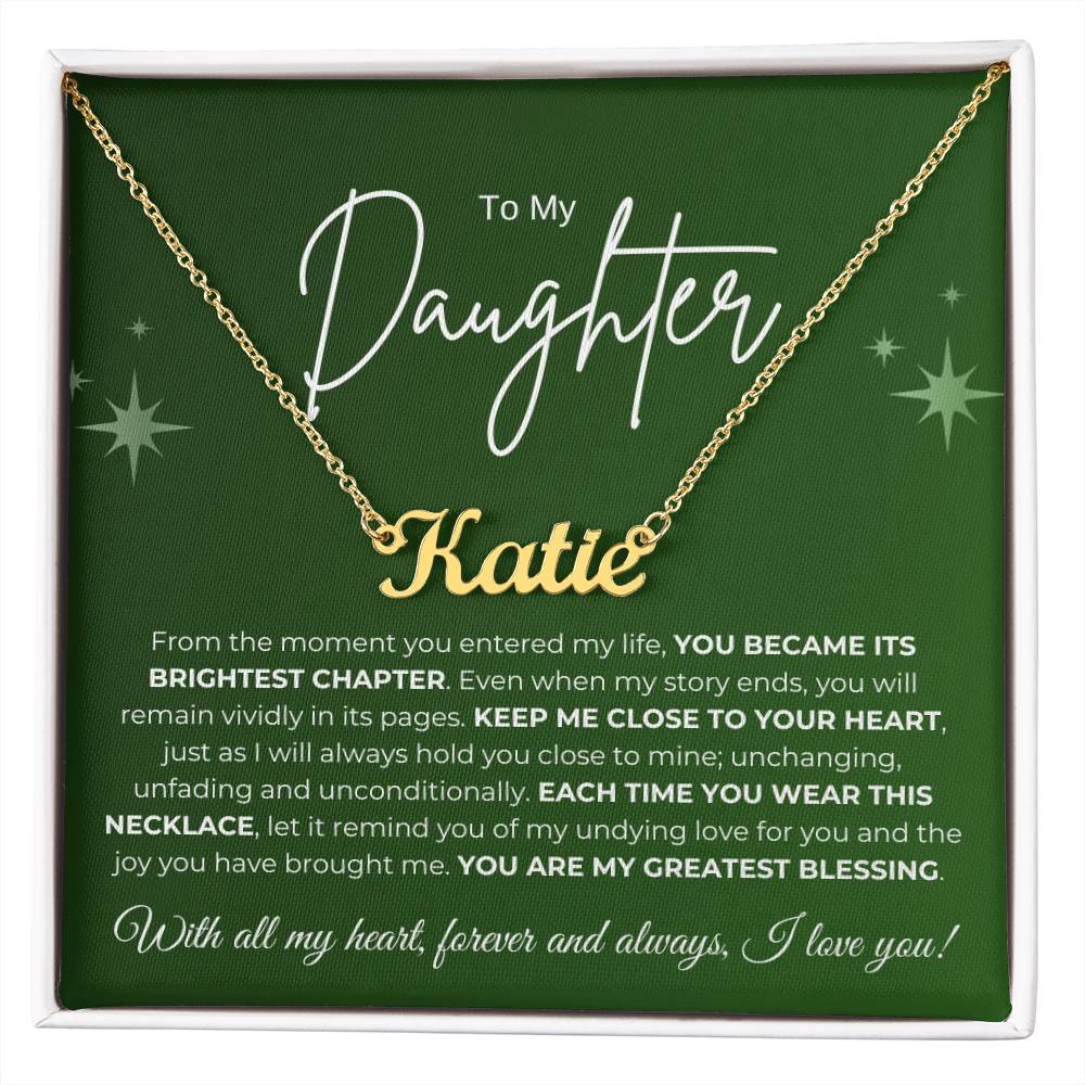 To My Daughter Name Necklace (green)