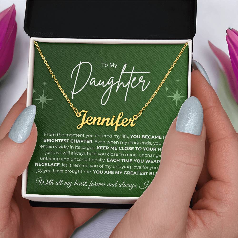 To My Daughter Name Necklace (green)