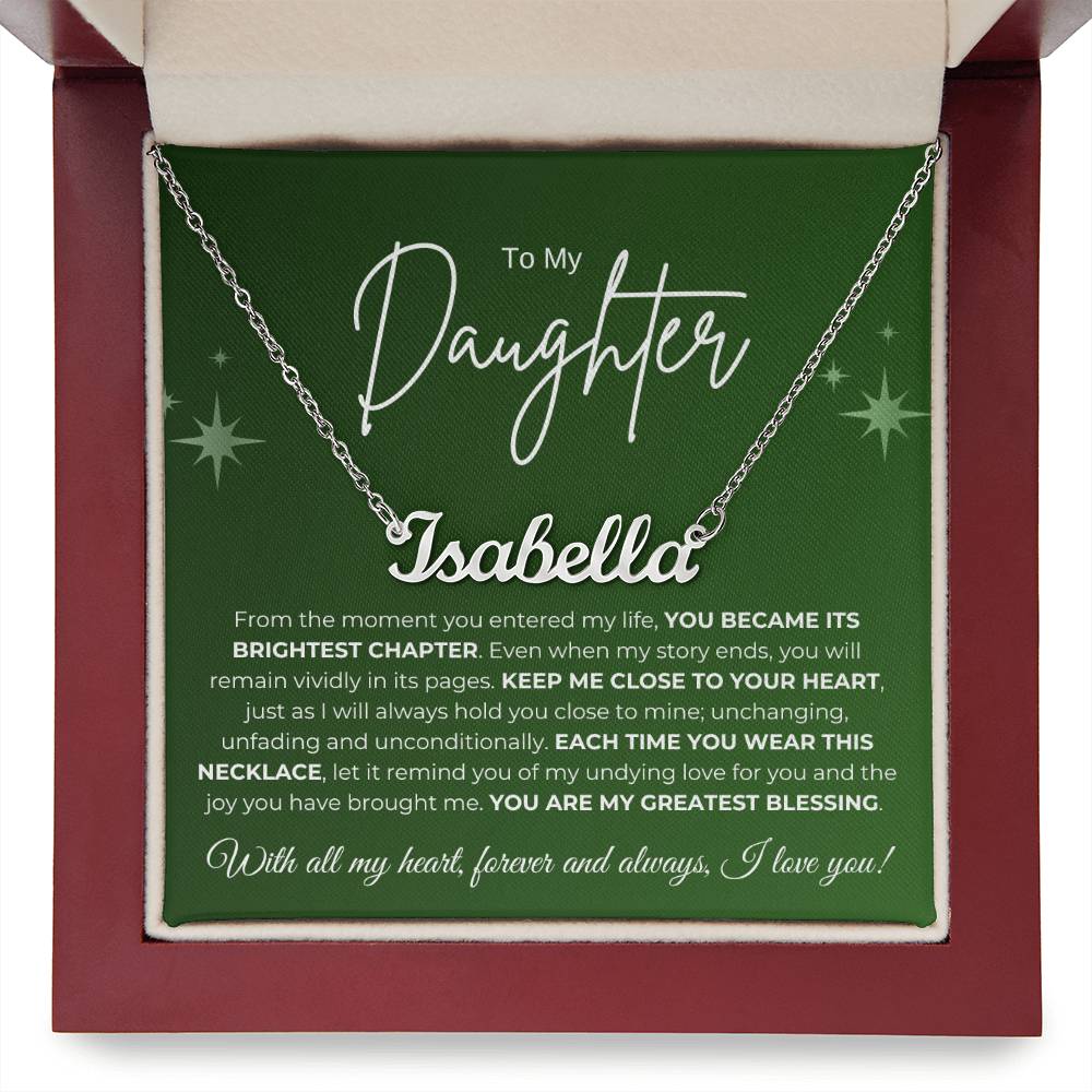 To My Daughter Name Necklace (green)
