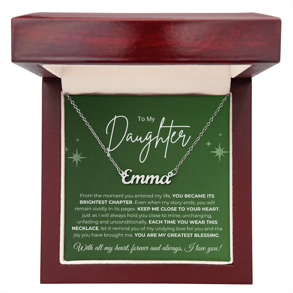 To My Daughter Name Necklace (green)