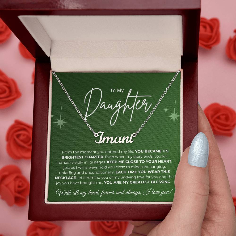 To My Daughter Name Necklace (green)