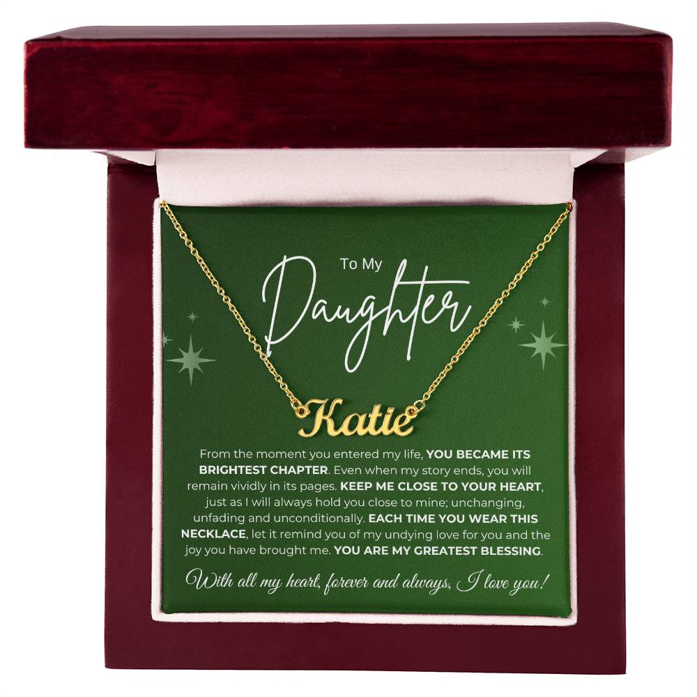 To My Daughter Name Necklace (green)
